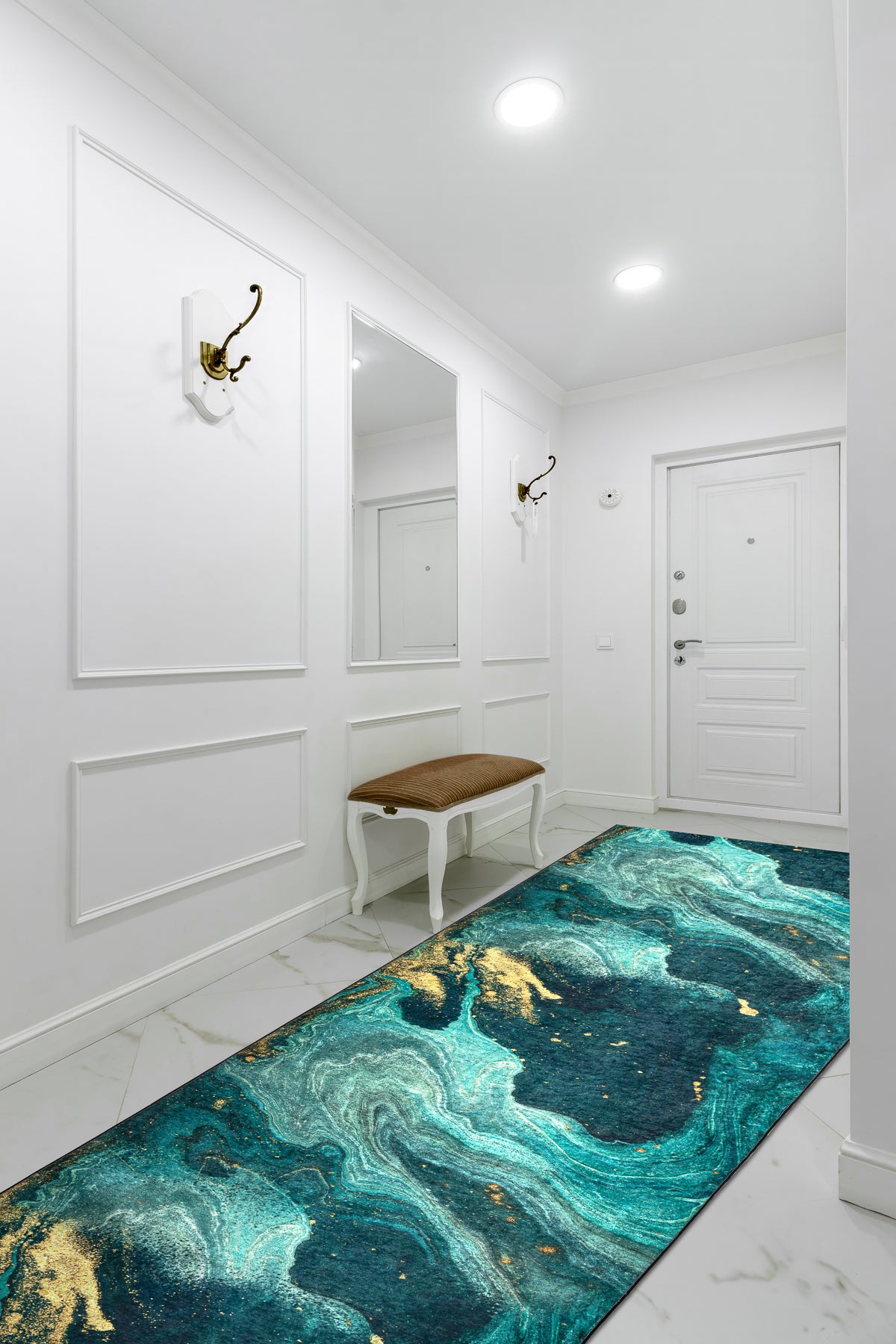 CHODNIK podgumowany DO PRANIA LOTUS SHADOWS 37750 Abstrakcja zielony / złoty 60cm 60x950 cm - 3