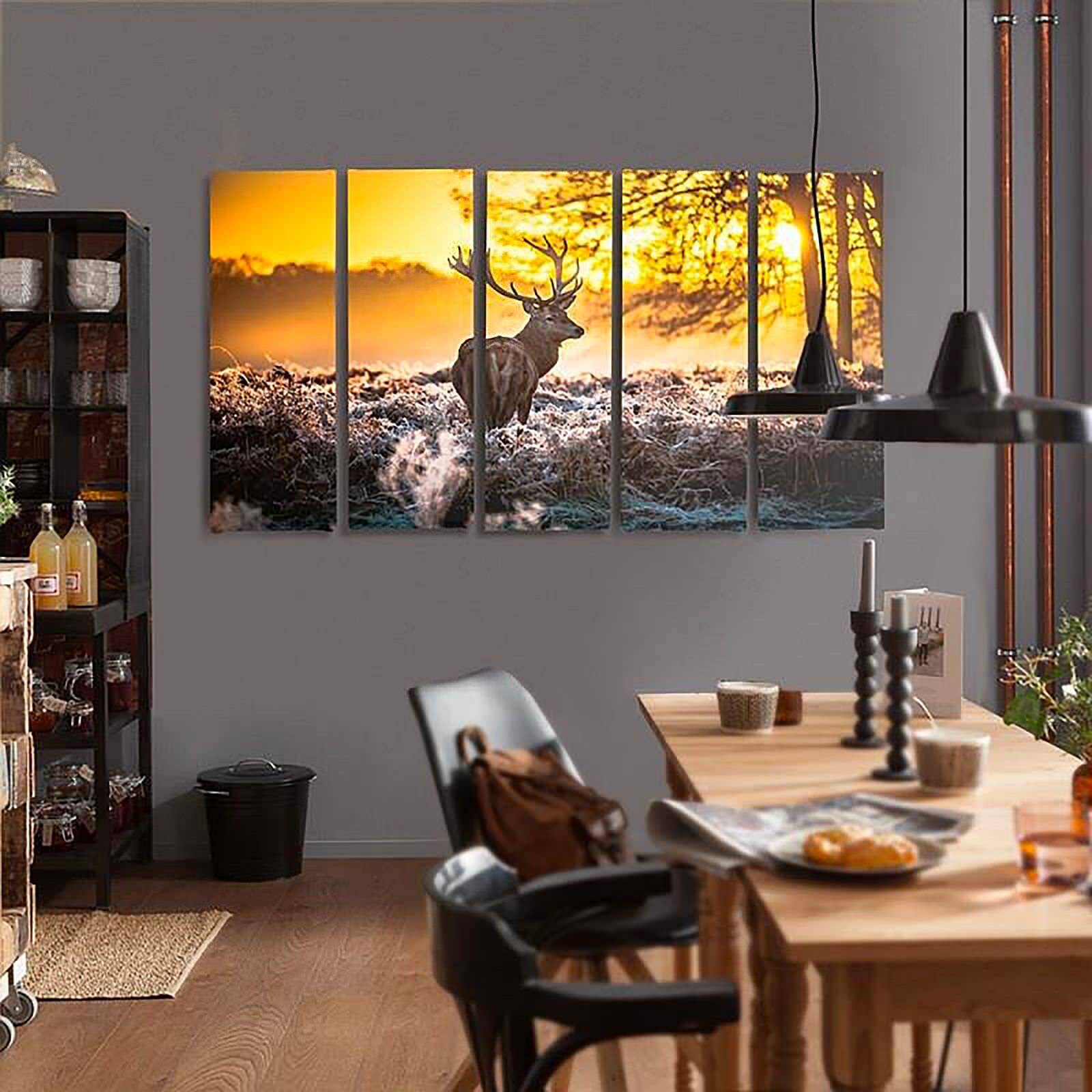 Tableau coucher de soleil cerfs - 150 x 100 cm - 3