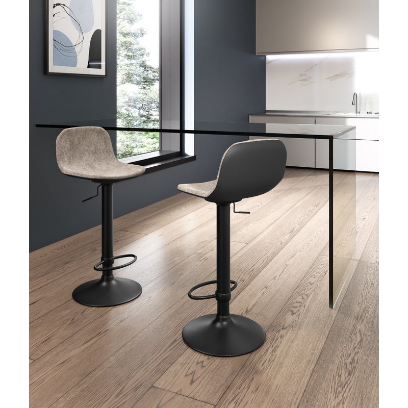 Teo - Czarny stołek z mikrofibry - zestaw 2 szt.