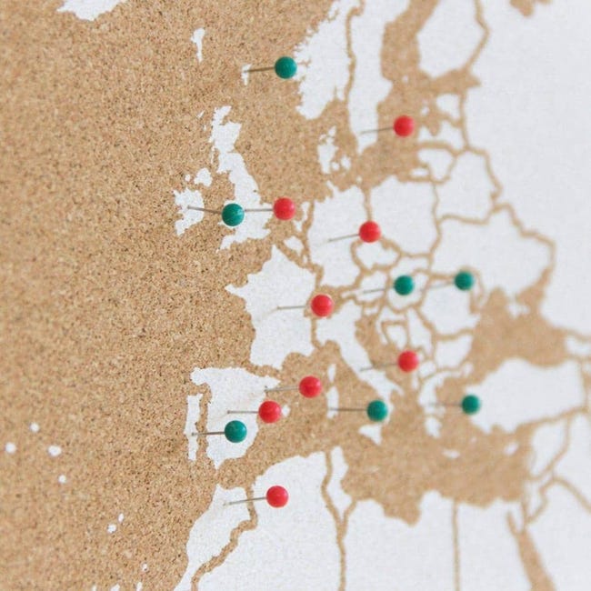 Mappa Europa In Sughero Miss Wood | Bianco | Con Spilli | Decorazione Parete - Foto 4