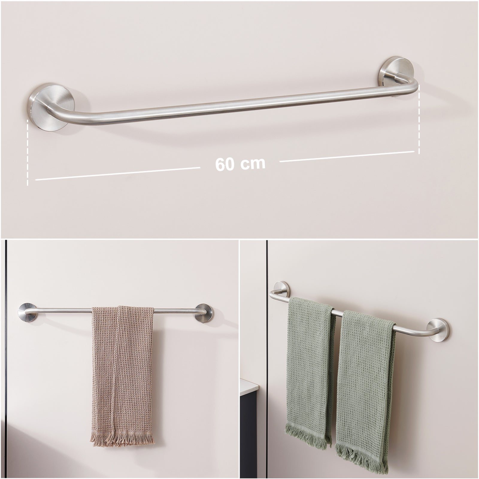 Colonne Douche Thermostatique Chromé,Hauteur Réglable Set Douche Douchette avec 3 Jets D’eau+60cm Porte-Serviettes Salle Bain Auto-adhésif/ Perçage - 8