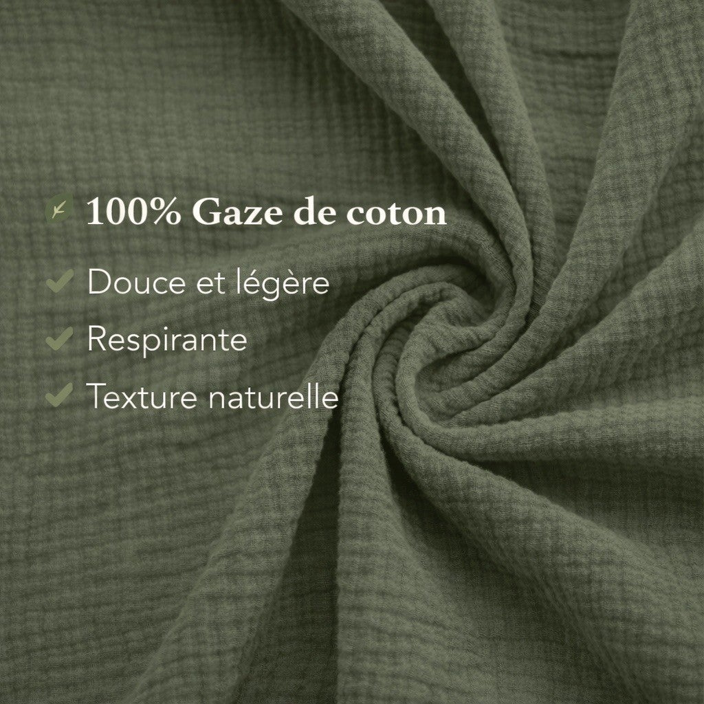 Parure de Lit en Gaze de Coton 240 x 220 cm - Vert - 2