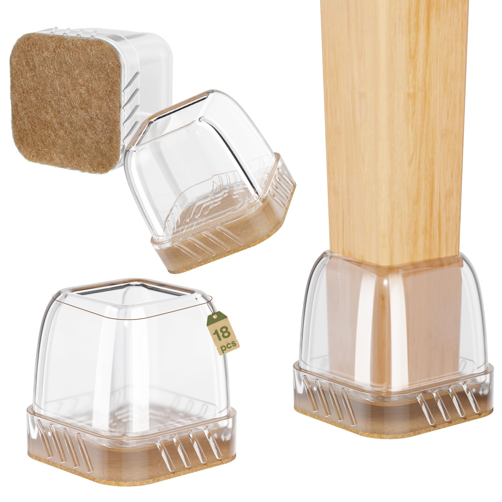 Feltrini Per Sedie In Silicone E Feltro - 28 Pezzi Quadrati, Antigraffio E Antiscivolo Per Pavimenti - Foto 8