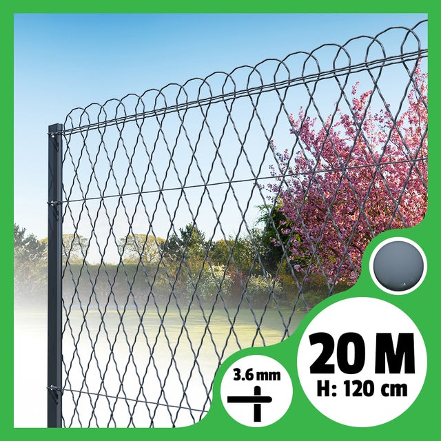 Bordure parisienne ronde longueur 20m - Gris Anthracite, 120cm, 3.6mm