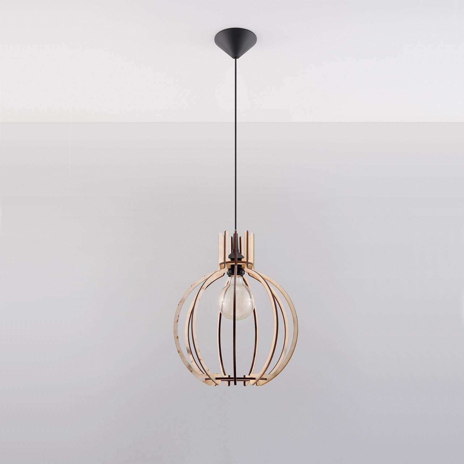 Lampa sufitowa wisząca Arancia jasne drewno-czarna 1xE27x60W wym: 100 x 30 x 30 cm metal Sollux Lighting