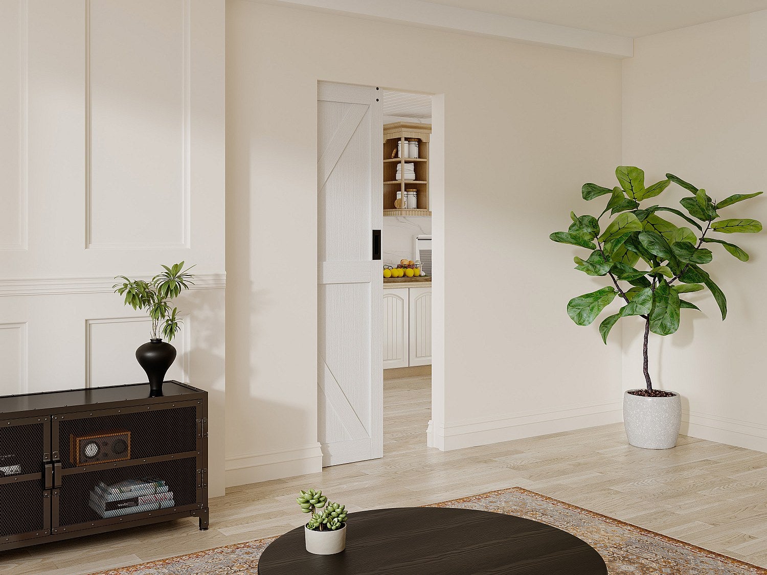 Porta scorrevole con sistema a incasso H205 x 83 cm in Legno e MDF Bianco - NEFARA - 2