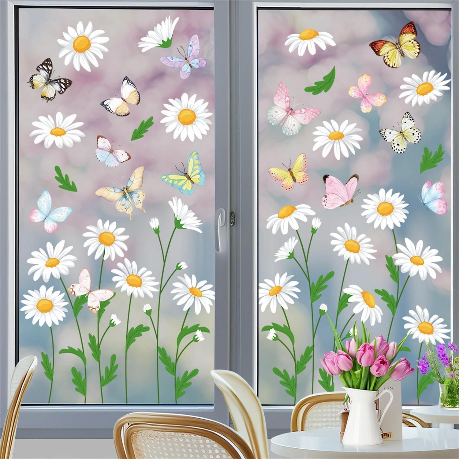 Autocollant fenêtre papillon PVC réutilisable décoration printemps L ...