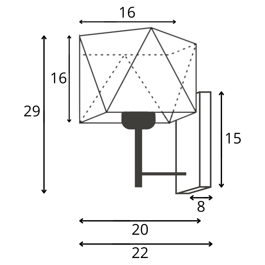 Kinkiet lampa ścienna lampa na ścianę z abażurem diament GRAND - 2