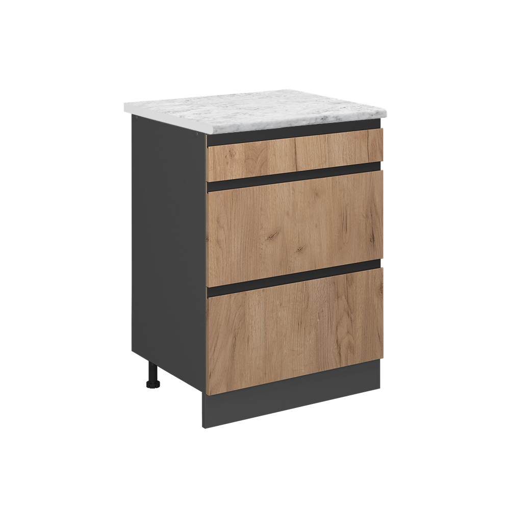 Vicco Szafka dolna do kuchni R-Line, Złoty dąb energetyczny, 60 cm J-Shape BR Marmur
