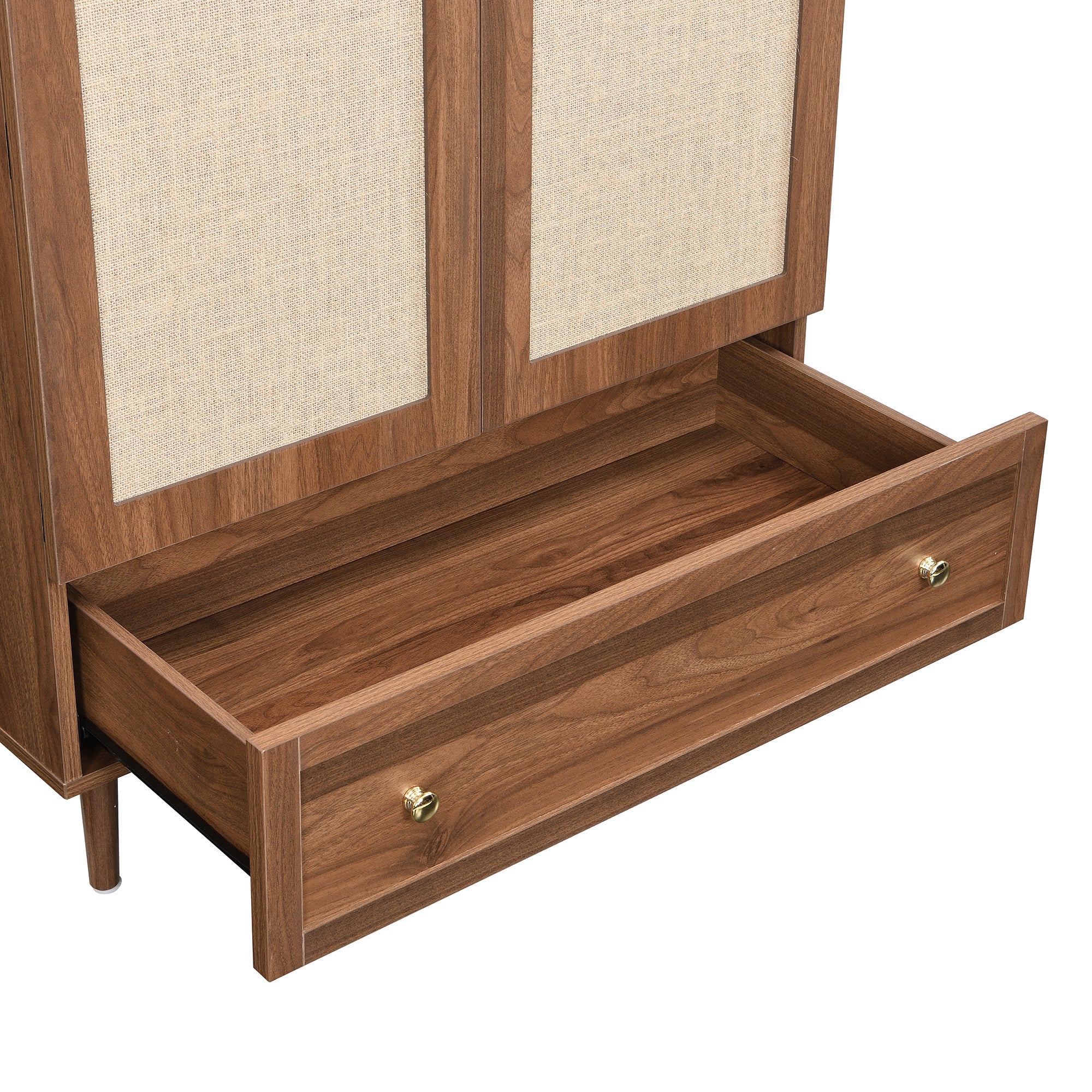 Szafa 79x50x175cm - 2 drzwi i 1 szuflada - imitacja orzecha - MDF - brązowa - 9