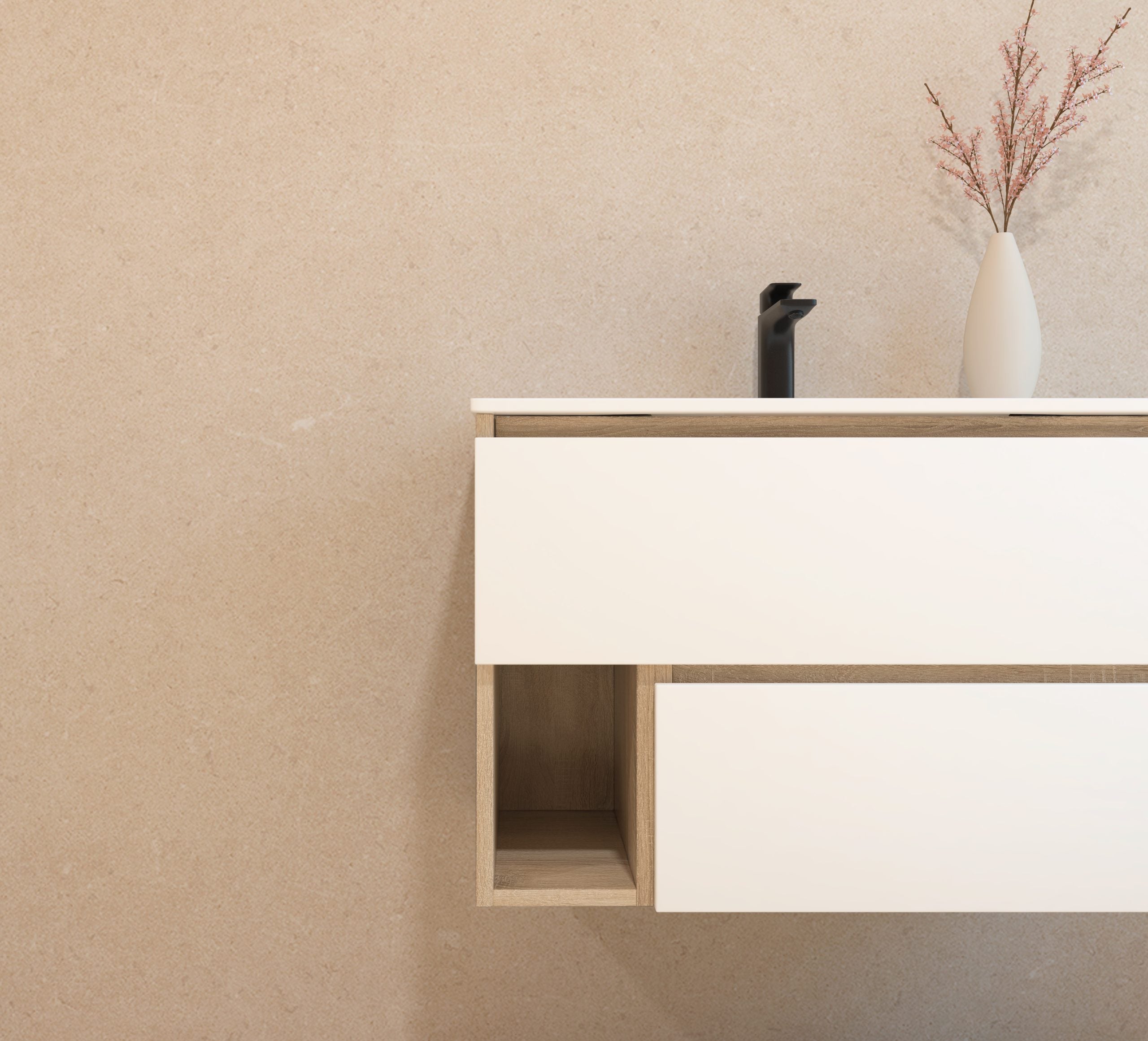 Ensemble de meubles de salle de bain Avantarea LAVARDENS Chêne Bardolino 80 cm + Lavabo + miroir LED - 2