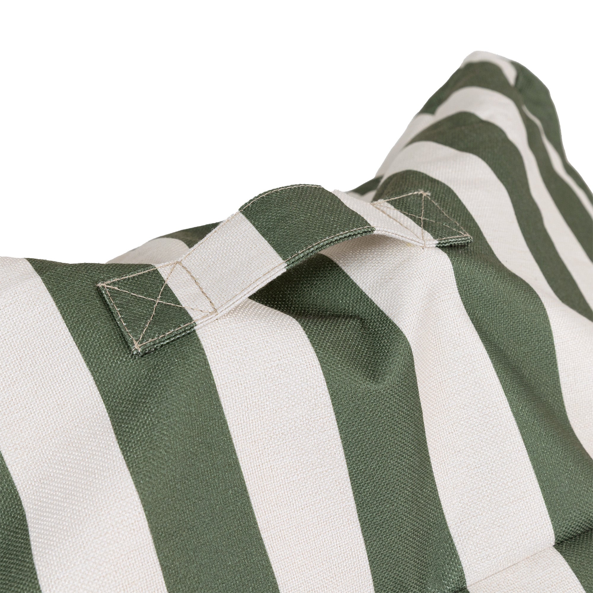 Pouf fauteuil Icon en tissu tissé Oeko-Tex® rayé vert olive, intérieur et extérieur, jardin, salon, 97x84cm - 7