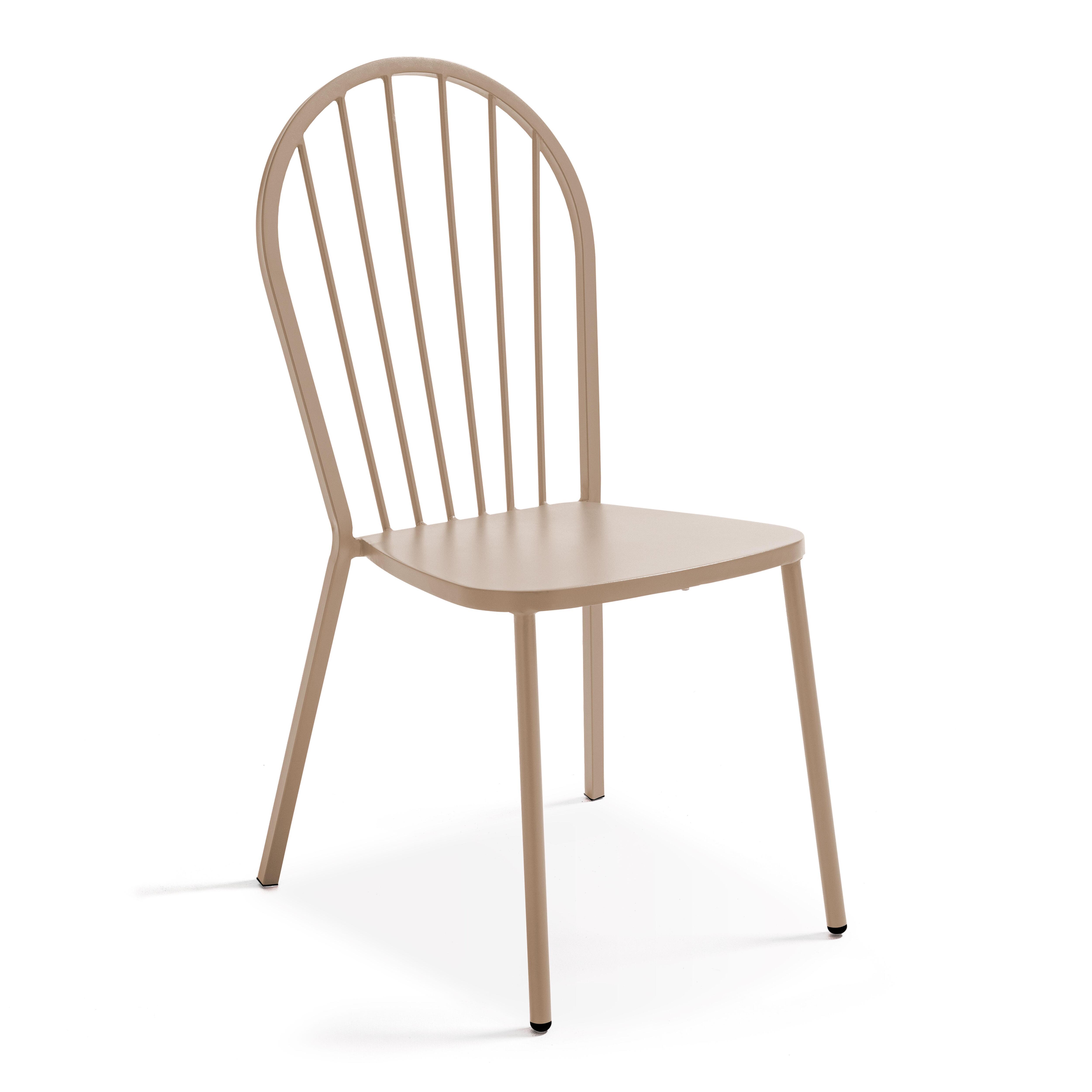 Ensemble table de terrasse et 2 chaises bistrot en acier taupe , Palavas - Oviala - 4