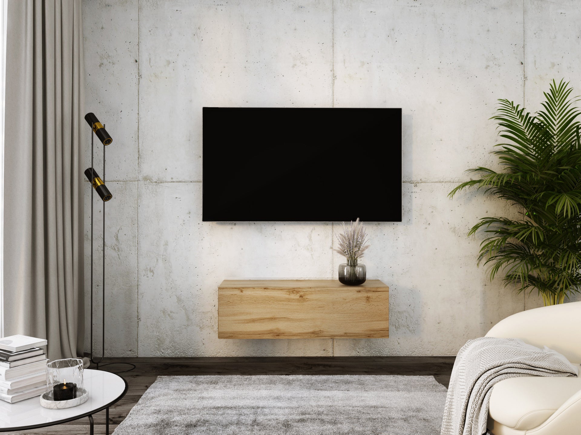 Szafka RTV : Dąb Wotan, 100 x 32 x 34 cm