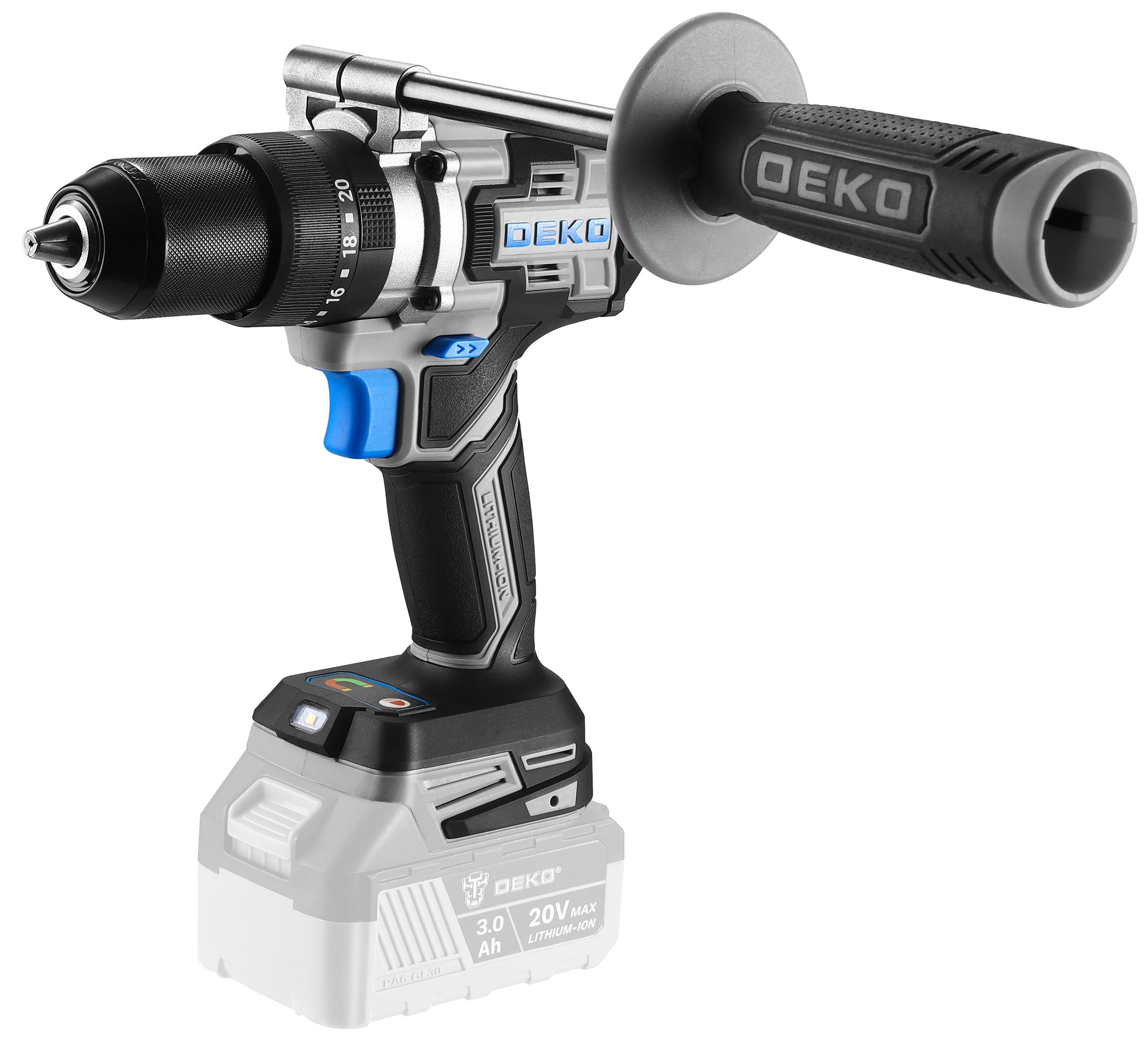 Wiertarko-wkrętarka akumulatorowa udarowa bezszczotkowa 120 Nm 20 V DEKO DKBL20XP01-S0