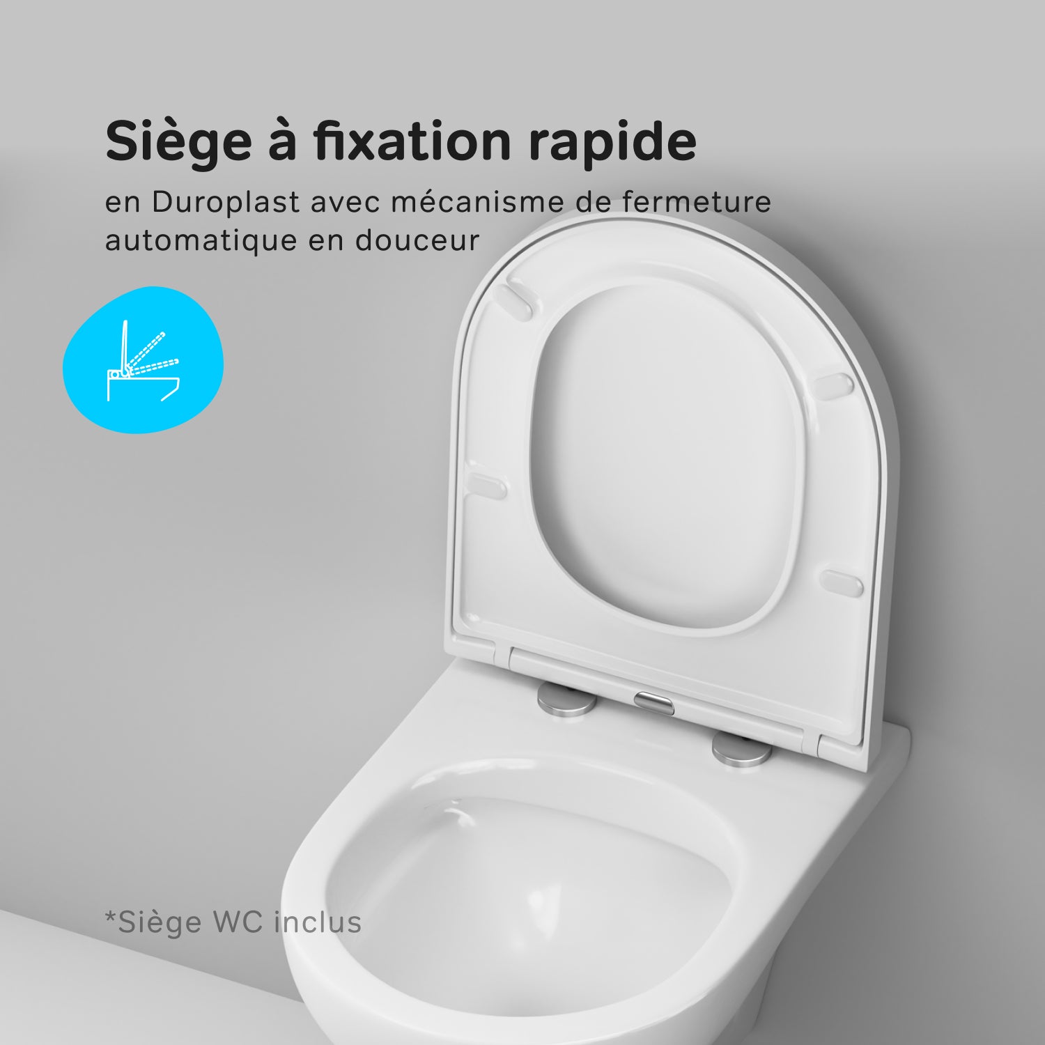 Pack WC suspendu bâti mural et cuvette Plaque Round Chrome Pack WC Bati-support AM.PM Hit - 11