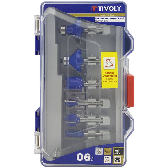 Tivoly • Coffret 6 Fraises de défonceuses de formes assorties Queue 6mm