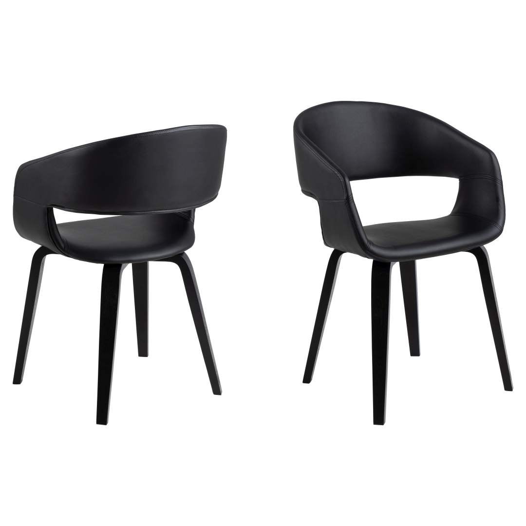 Nova krzesło stołowe z podłokietnikami skóra syntetyczna czarny.