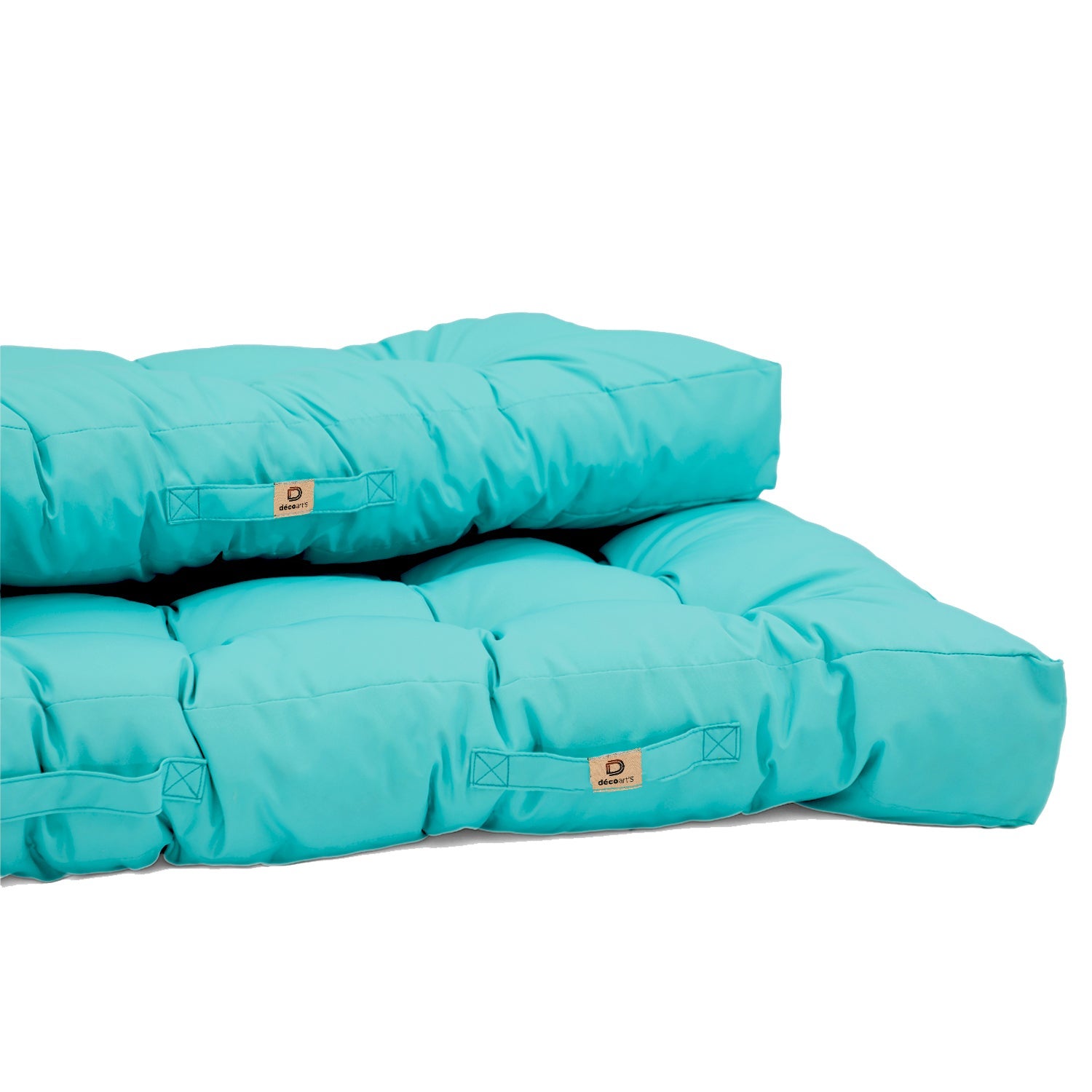 Lot coussins extérieur pour palette bleu caraïbes 120x80 Imperméables Anti-UV DECOARTS - 3