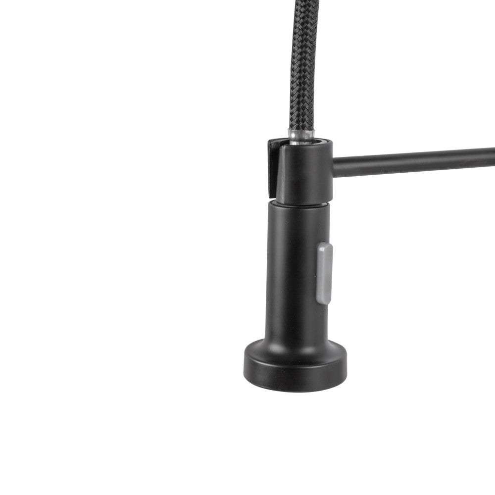 Robinet de cuisine en laiton/zinc, noir, eau chaude/froide, flexibles, bec haut, levier unique [QLI-FA-4319] - 4