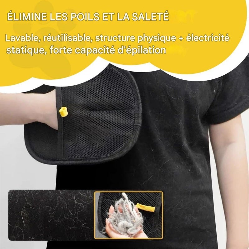 Deux gants antistatiques pour enlever les poils d'animaux. Réutilisables et adaptés aux vêtements, canapés, tapis, etc - 5