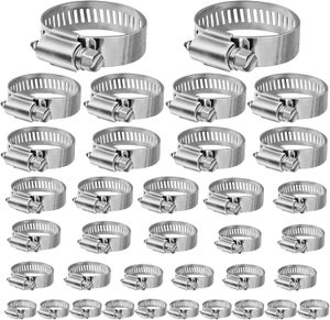 Boite Rangement Vis Lot De 60 Colliers De Serrage Acier Inoxydable 304 - 7 Tailles (6-38 Mm) - Rangement Inclus Collier Serrage