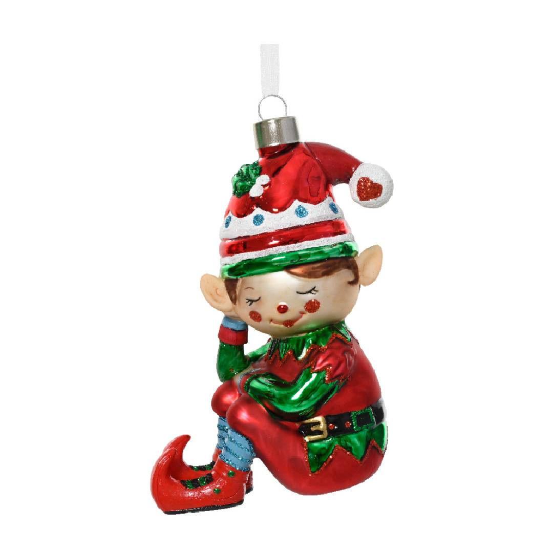 Décoration de sapin de Noël elfe de 11,5 cm avec yeux ouverts - 3