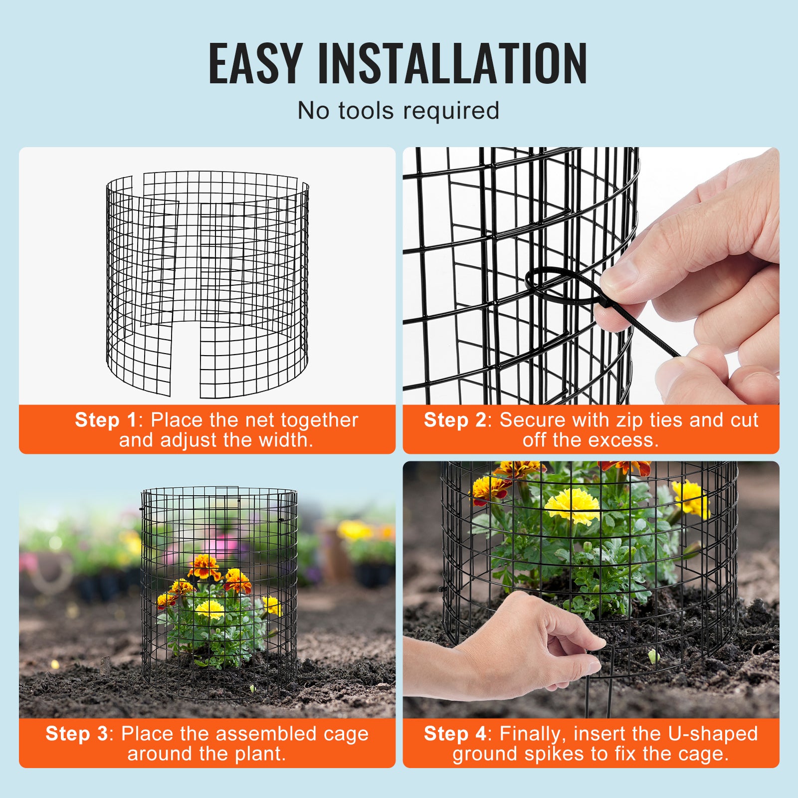 Lot de SucceBuy 6 cages grillagées pour plantes,32 cm de diamètre x 35,6 cm de hauteur,clôtures extérieures,garde les animaux à l'extérieur - 6