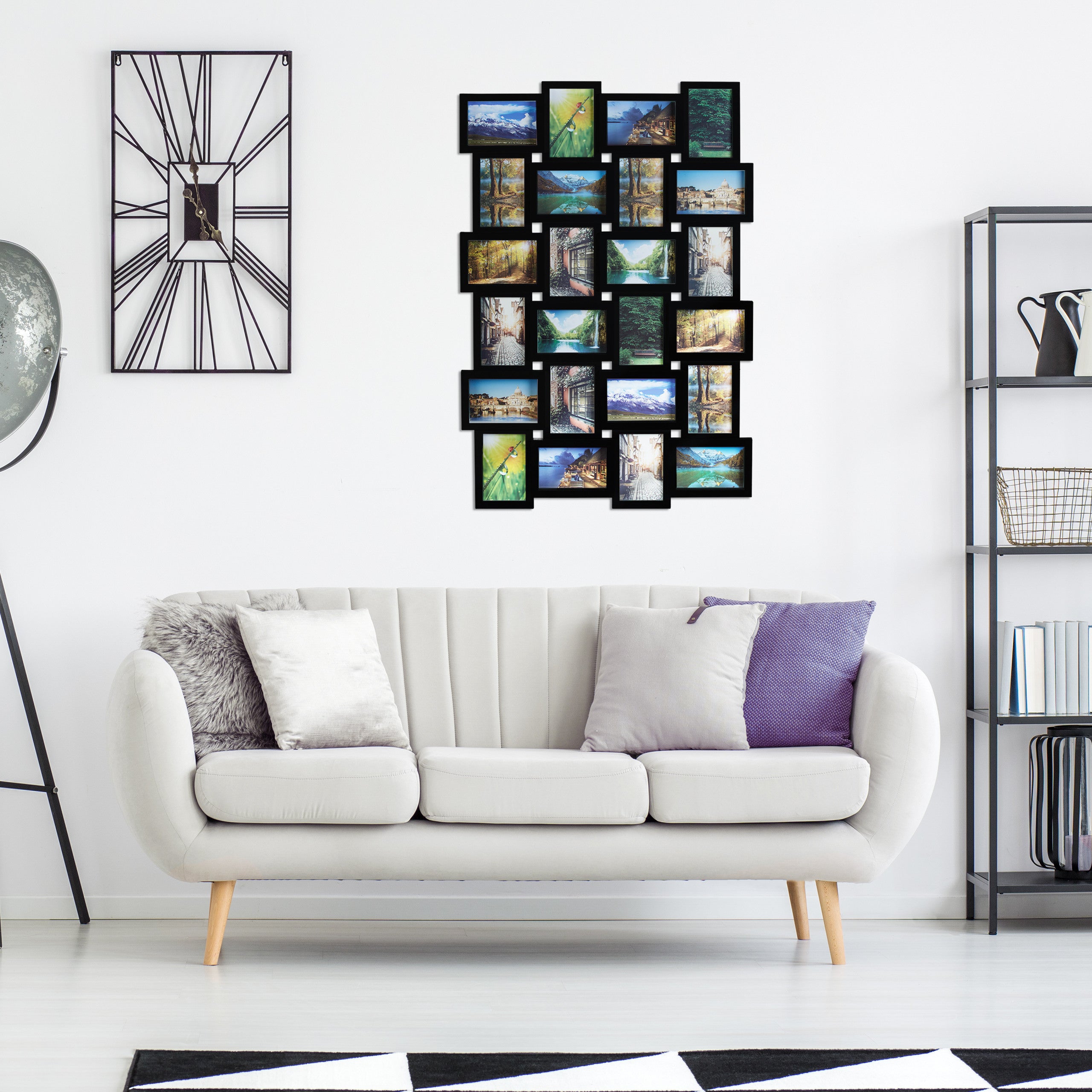 Cadre pêle-mêle 24 photos pour mur H x L x P : 59 x 86 x 2,5 cm, noir, Relaxdays - 5