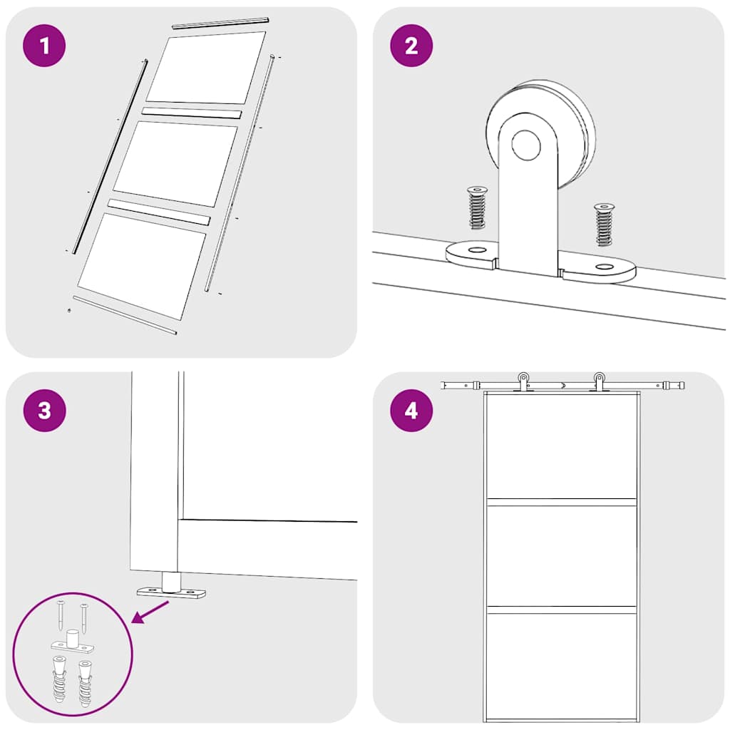 Puerta corredera vidrio templado y aluminio negra 102,5x205 cm vidaXL - 7