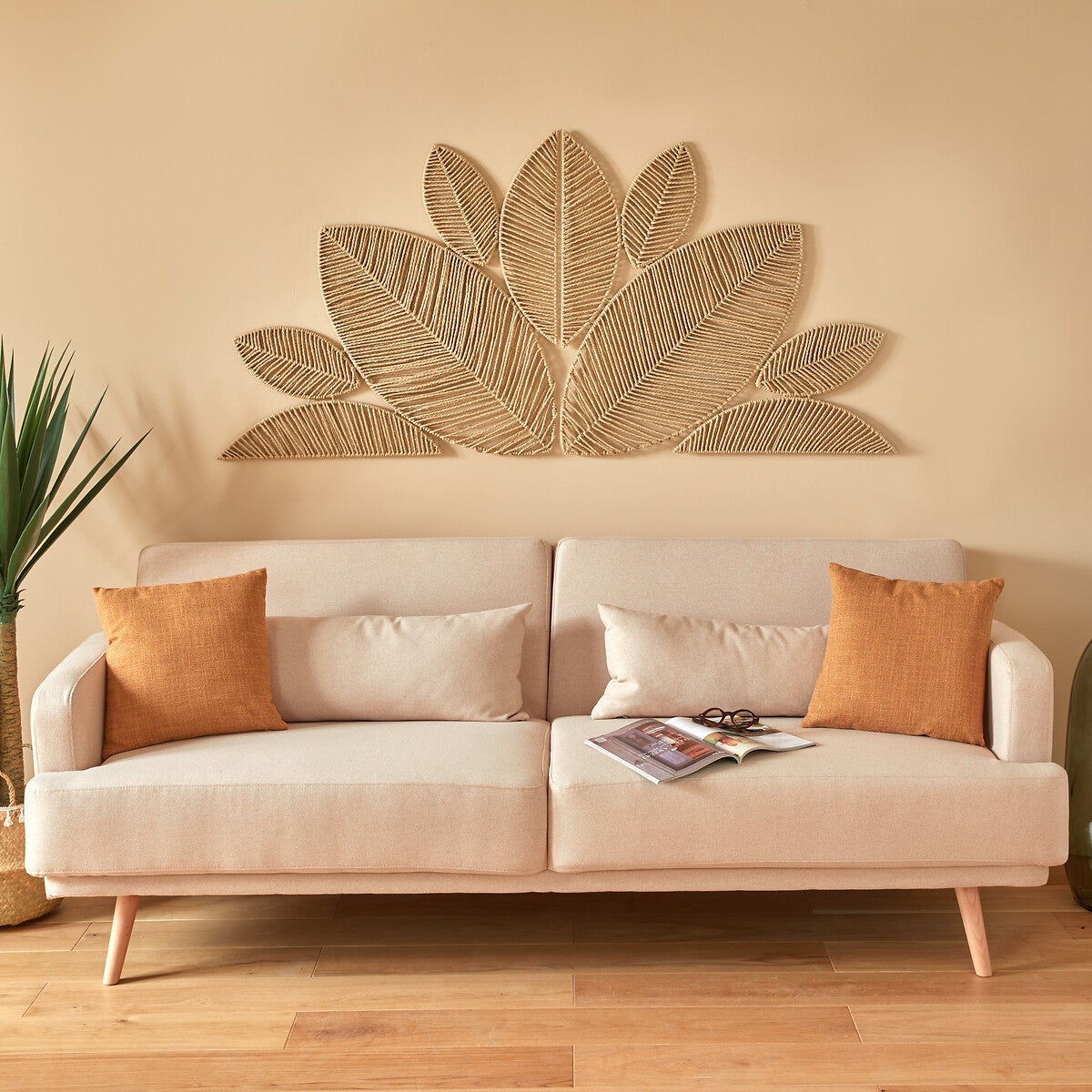 Déco murale en Papier Tressé Feuilles MEERA, 160x80cm, Atmosphera Créateur d'Intérieur - 2