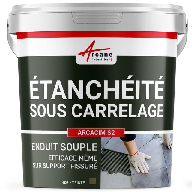 Enduit d'étanchéité sous carrelage dalle et chape extérieure - ARCACIM S2 - 4 kg Gris Marron Proche - RAL 7013 - ARCANE INDUSTRIES