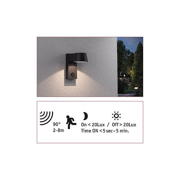 Applique d'extérieur LED Capea Détecteur de mouvement crépusculaire (IR) IP44 96x165mm 3000K 6W 500lm 230V 98° Anthracite Aluminium - 3