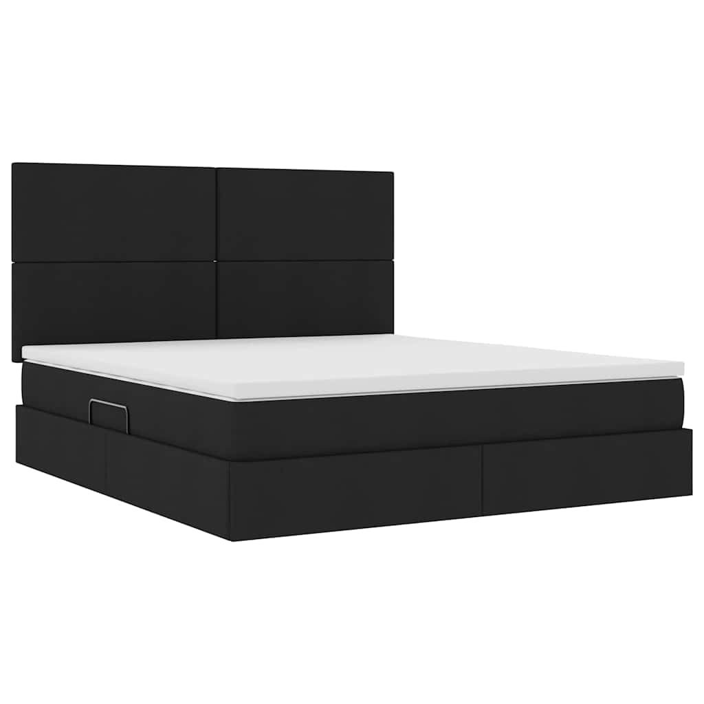 Lit avec rangement et matelas, noir, 160 x 200 cm, tissu - 5