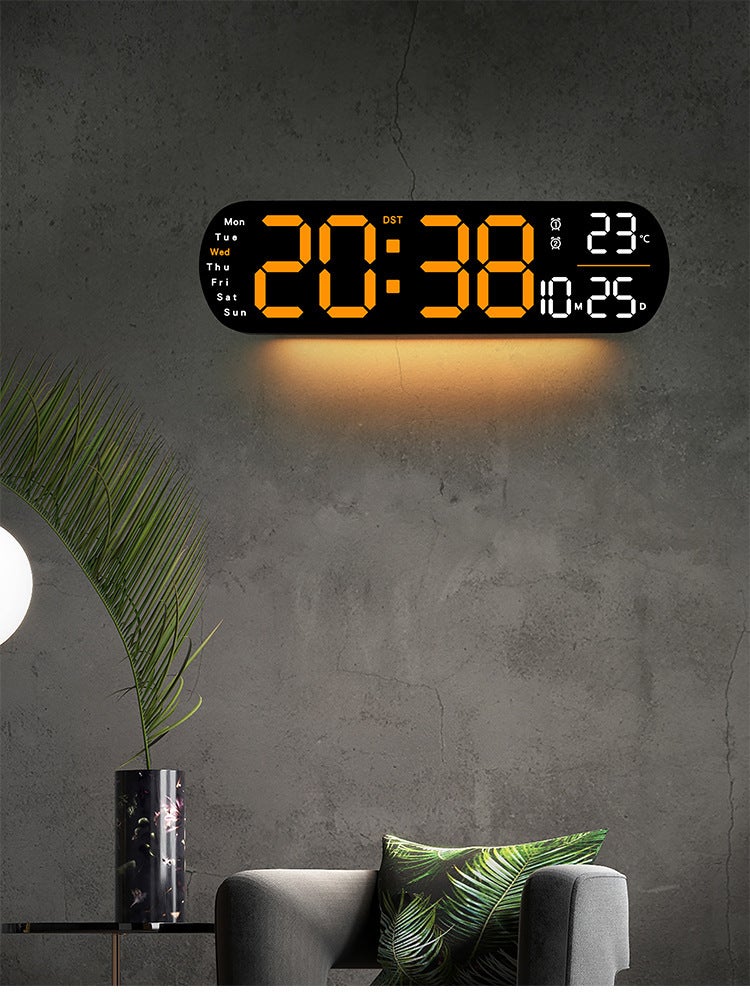 Orologio da parete digitale con display grande, 40,6 cm, orologio digitale a LED con telecomando per decorazione del soggiorno, dimmer automatico della luminosità con data, settimana e temperatura