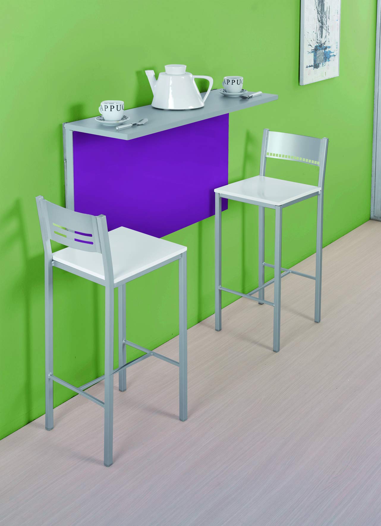 ASTIMESA Tavolo Da Cucina Fisso 80x40 Cm Con Piano In Vetro Grigio - Metallo - Design Funzionale