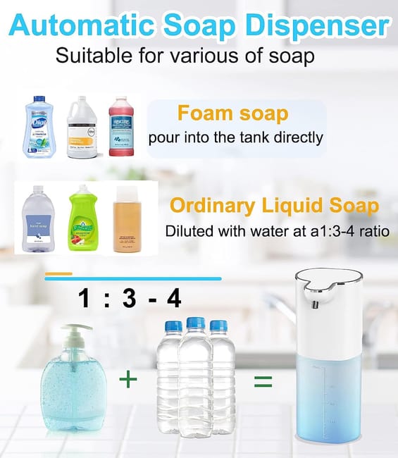 Dispenser di sapone automatico, 400 ml, erogatore di sapone elettrico con sensore, dispenser di sapone in schiuma ricaricabile, 4 livelli regolabili, fissaggio a parete USB, dispenser di sapone per Dispenser di sapone automatico, 400 ml, erogatore di sapone elettrico con sensore, dispenser di sapone in schiuma ricaricabile, 4 livelli regolabili, fissaggio a parete USB, dispenser di sapone per