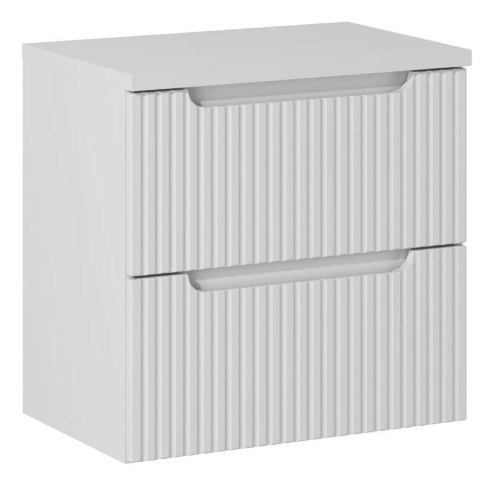 Szafka łazienkowa NOVA 60 cm biała z blatem wisząca ryflowane fronty szuflady