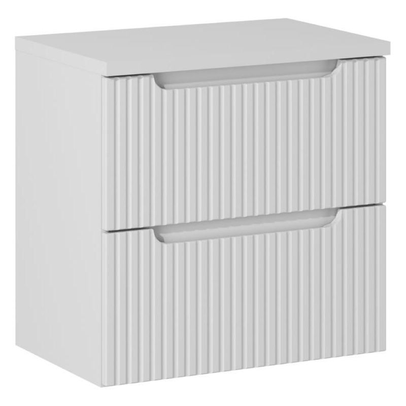 Szafka łazienkowa NOVA 60 cm biała z blatem wisząca ryflowane fronty szuflady