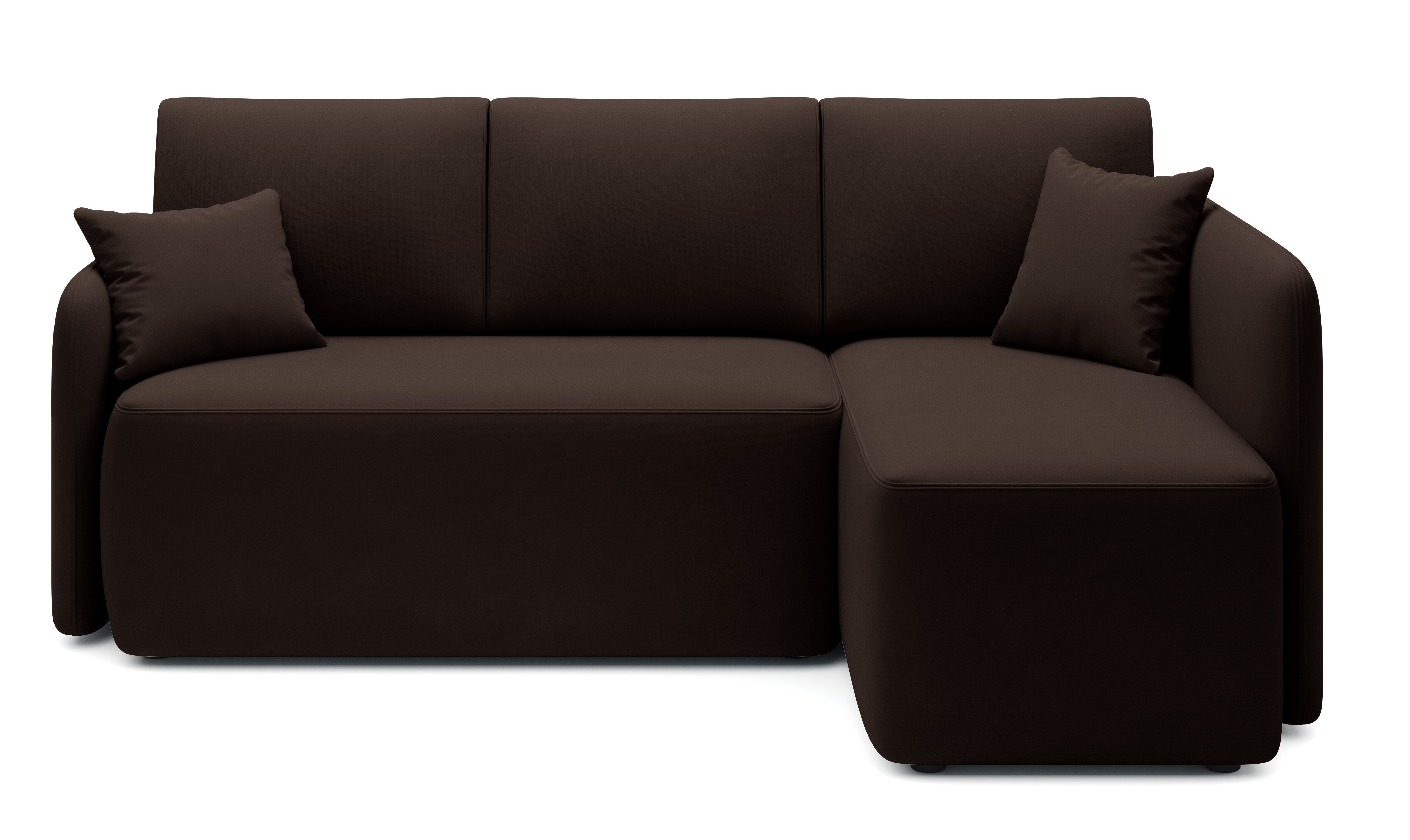 Sofá esquinero convertible pequeño de 3 plazas en tejido takin marrón 206 cm-chaise longue derecha