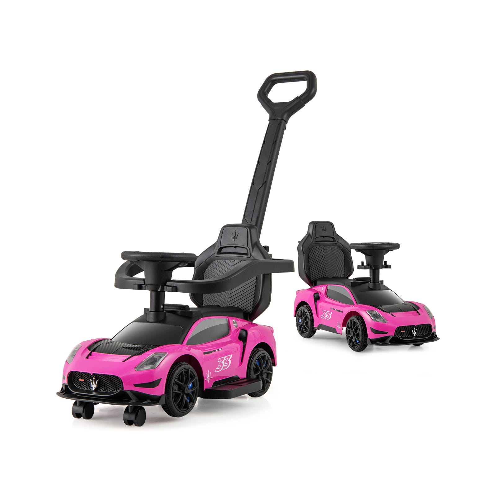 COSTWAY Porteur Enfants Rétro Avec Volant Réaliste 40° Et Son - Voiture à Pousser 4 Roues EVA, Coffre Jouets, Charge 25kg (Blanc)