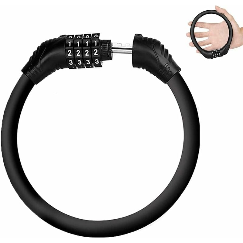 Antivol Vélo U-Lock + Câble 5 Pieds - Combo à 4 Chiffres Réinitialisable - Neuf