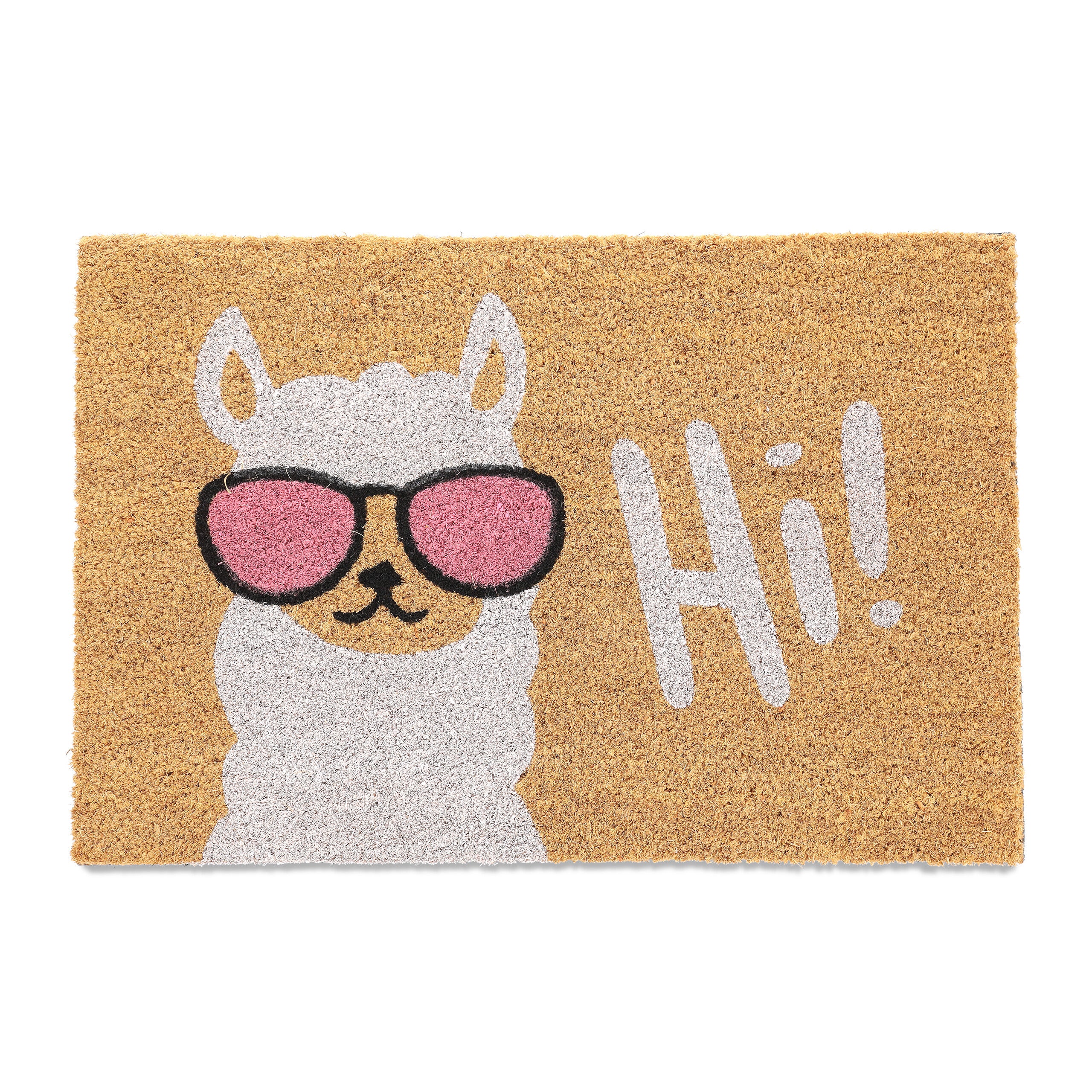 Relaxdays felpudo llama, coco, 60 x 40 cm, antideslizante, resistente intemperie, alfombra interior/exterior, multicolor