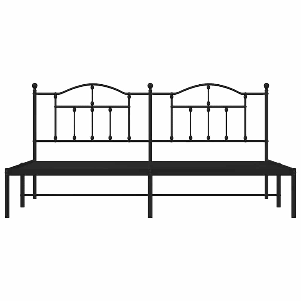 Estructura cama sin colchón con cabecero metal negro 193x203 cm vidaXL - 5