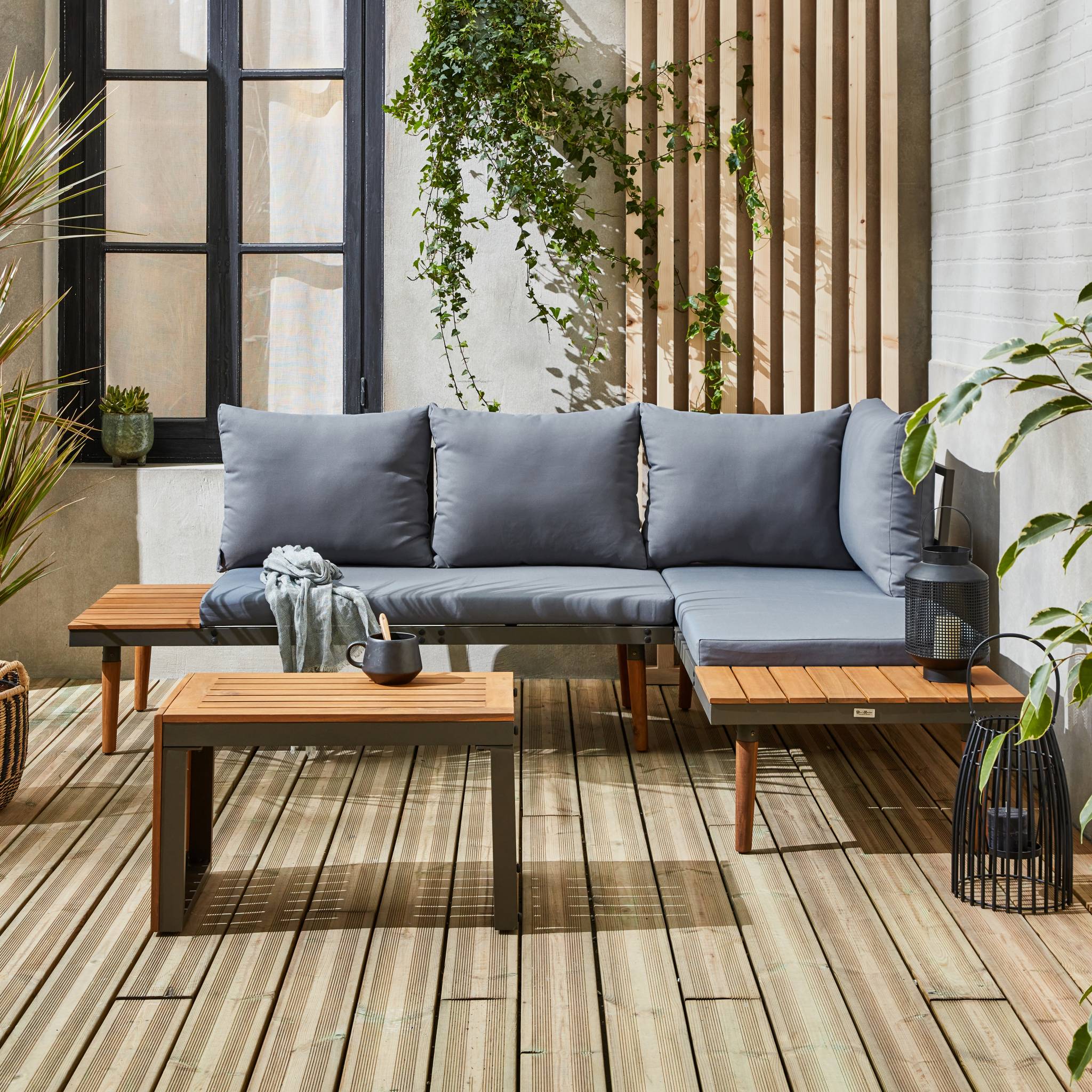 Salon de jardin en Aluminium Gris 4 personnes - 3