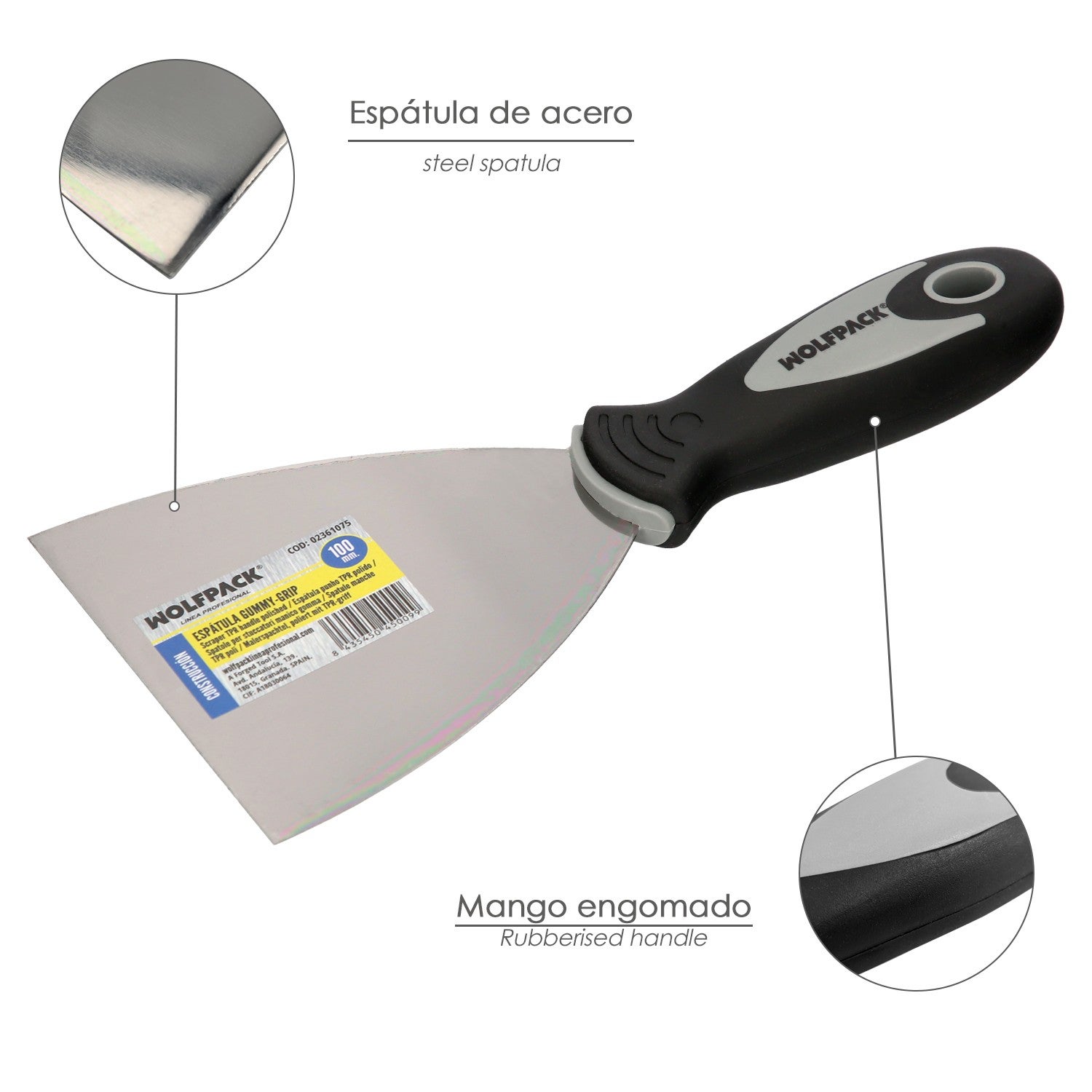 Espatula Mango Gummy Grip Hoja 100 mm. - 3