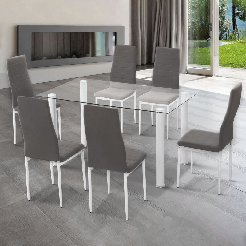 Conjunto de 6 cadeiras de jantar Yuri Gris oscuro–Blanco 39 x 97 x 38 cm - 3