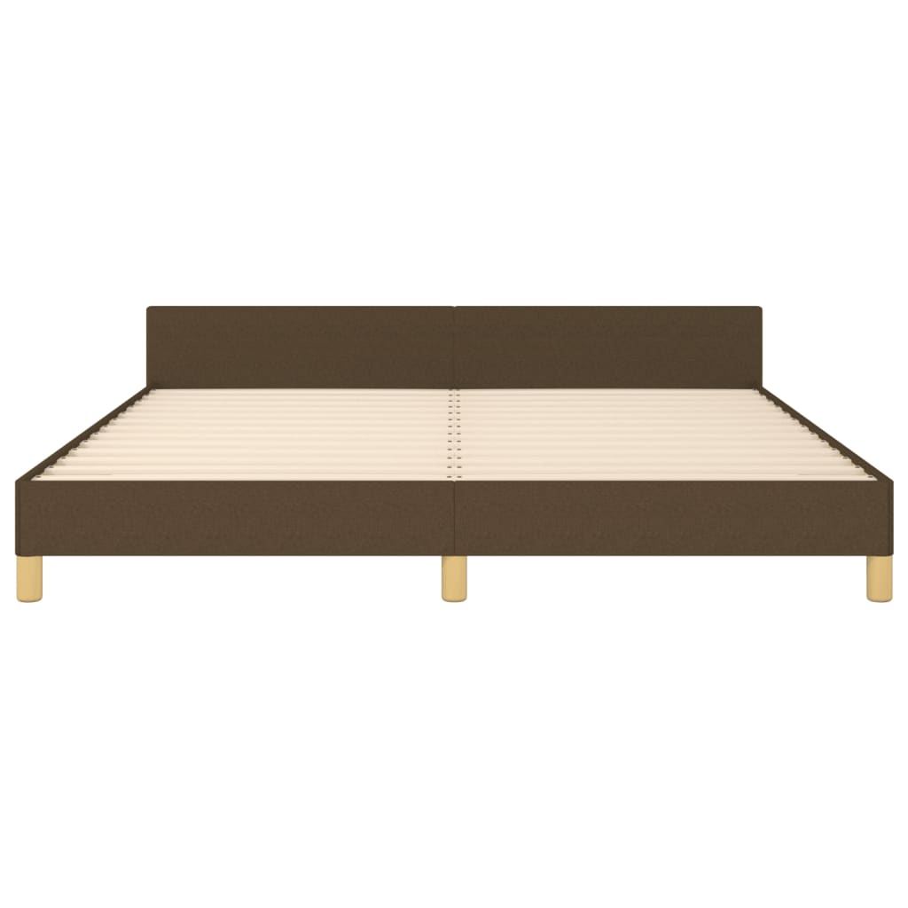 Cadre de lit sans matelas marron foncé tissu - 6