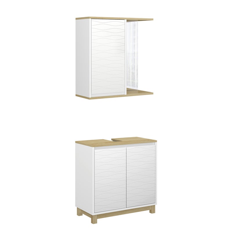 Vicco Zestaw mebli łazienkowych Livia, Biały/dąb, 2 części