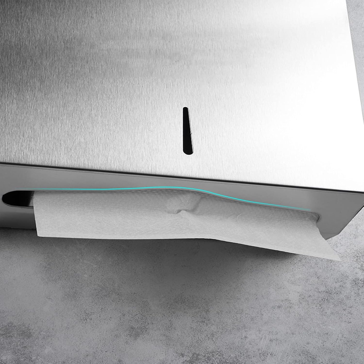 Dozownik ręczników papierowych montowany na ścianie ze stali nierdzewnej z blokadą, dozownik chusteczek o dużej pojemności, srebrny - 7